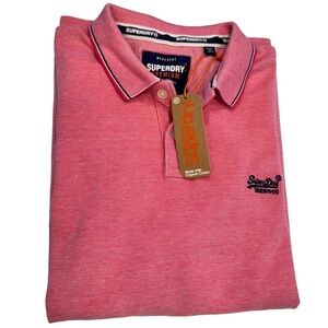 SUPERDRY PREMIUM Men’s Polo Shirt  Size 3XL Pink Short Sleeves NWT